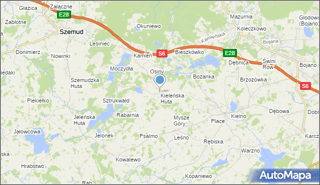 mapa Kieleńska Huta, Kieleńska Huta na mapie Targeo